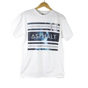 Asphalt Yacht Club Mens White Galaxy Stripe Graphic T-Shirt Size Large 13 Street